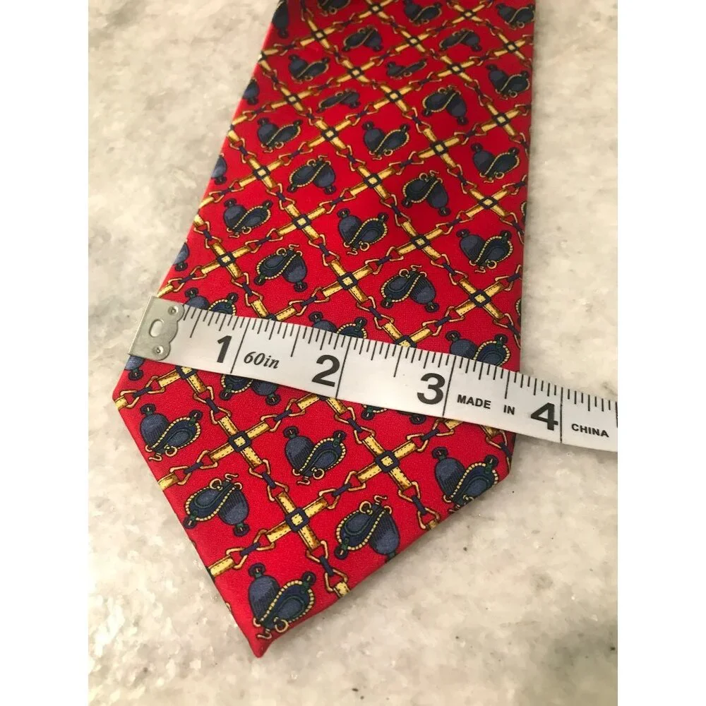 Sinsabang Pure Silk Tie‎ Mens Red Equestrian Saddles Festival Formal